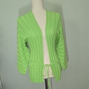 Vibrant Lime Open-Front Cardigan